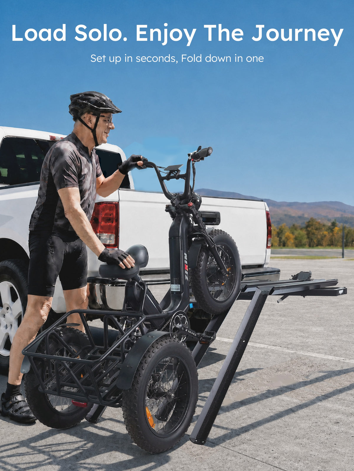 Loading an e-trike solo up the ramps